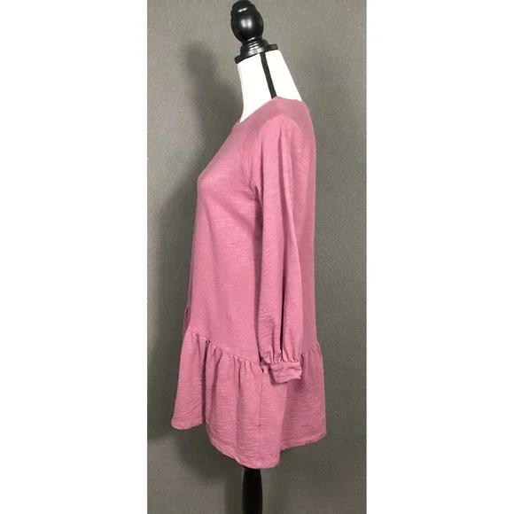 Lush Women's Cotton Tunic Dress with pockets‎ Crushed Berry Sz S Lagenlook Boho - Picture 3 of 10